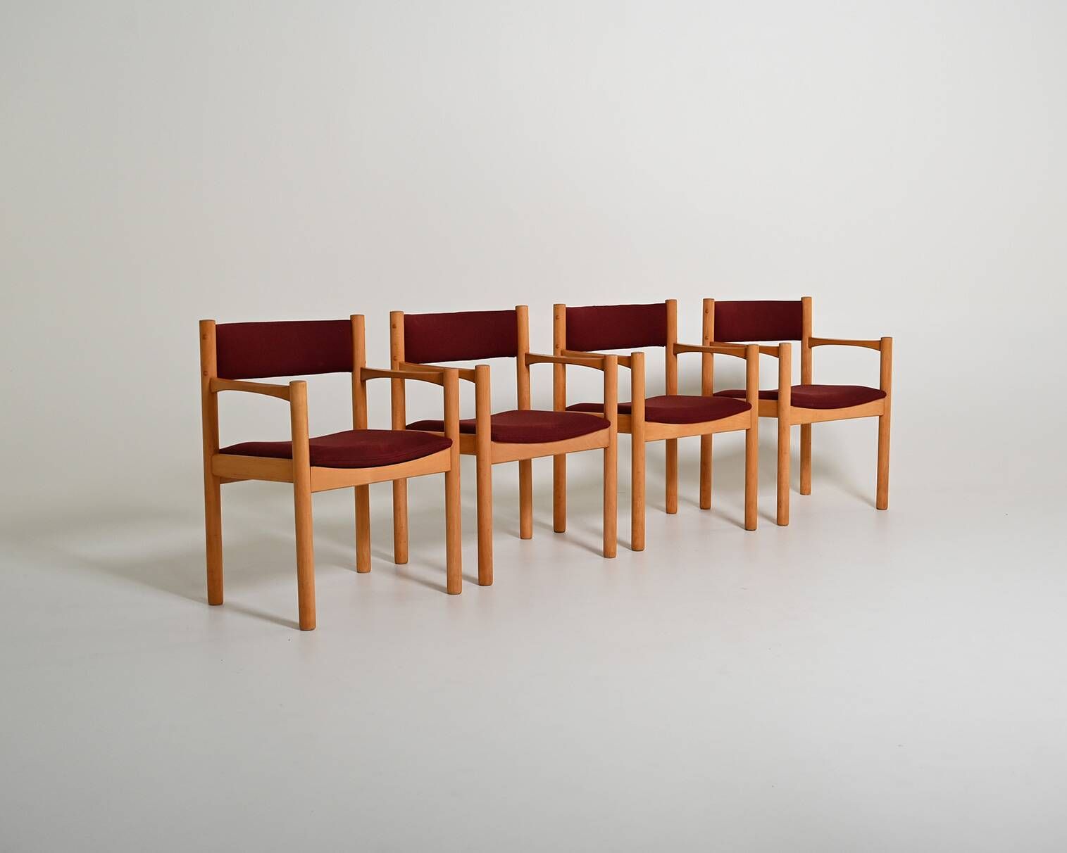 Set of 4 beech armchairs, Denmark, 1960s