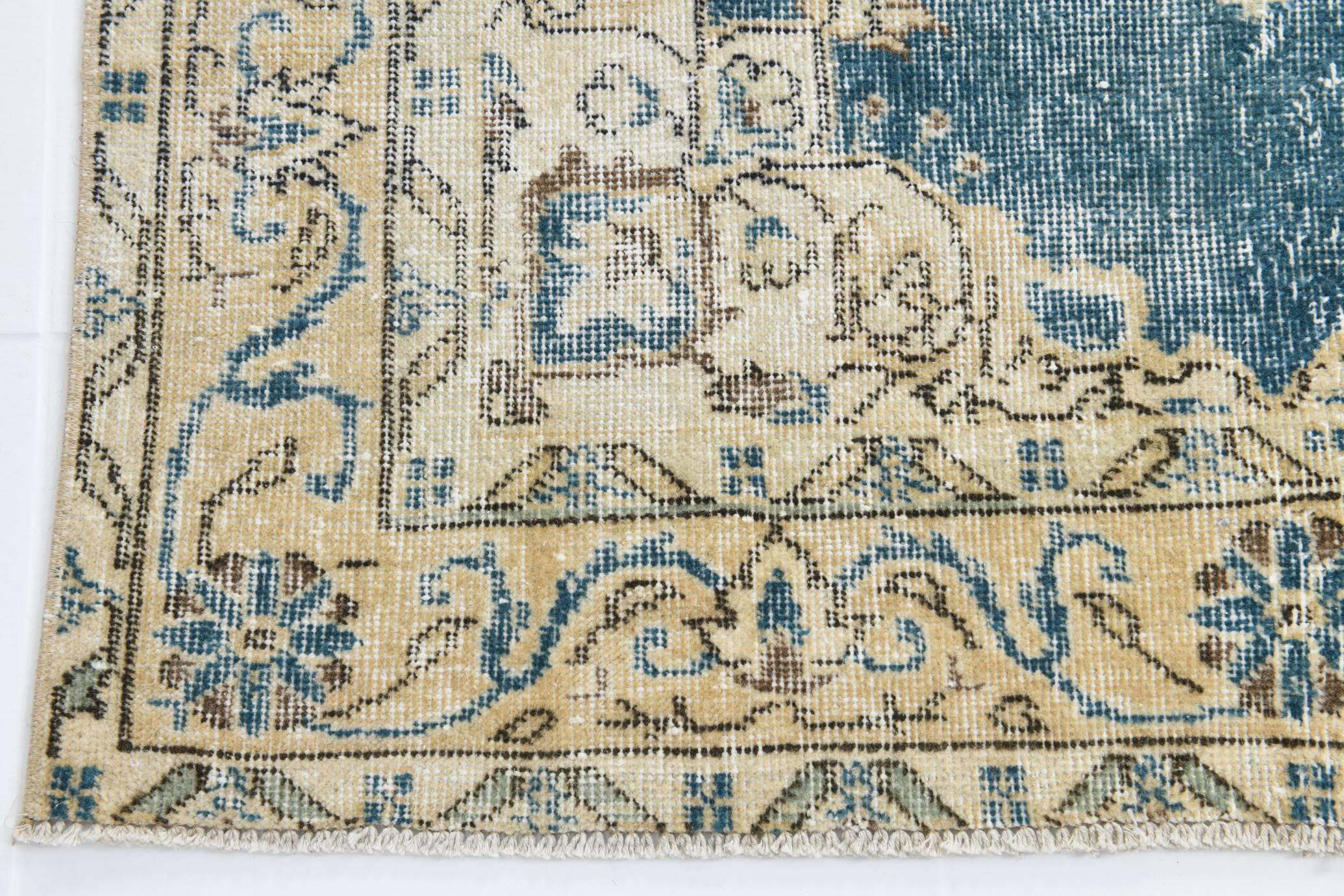 4x7 Rustic Blue & Beige Handmade Persian Rug, 112x212Cm SK 17715