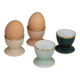 Four coloured egg cups with a golden rim from the 50s.