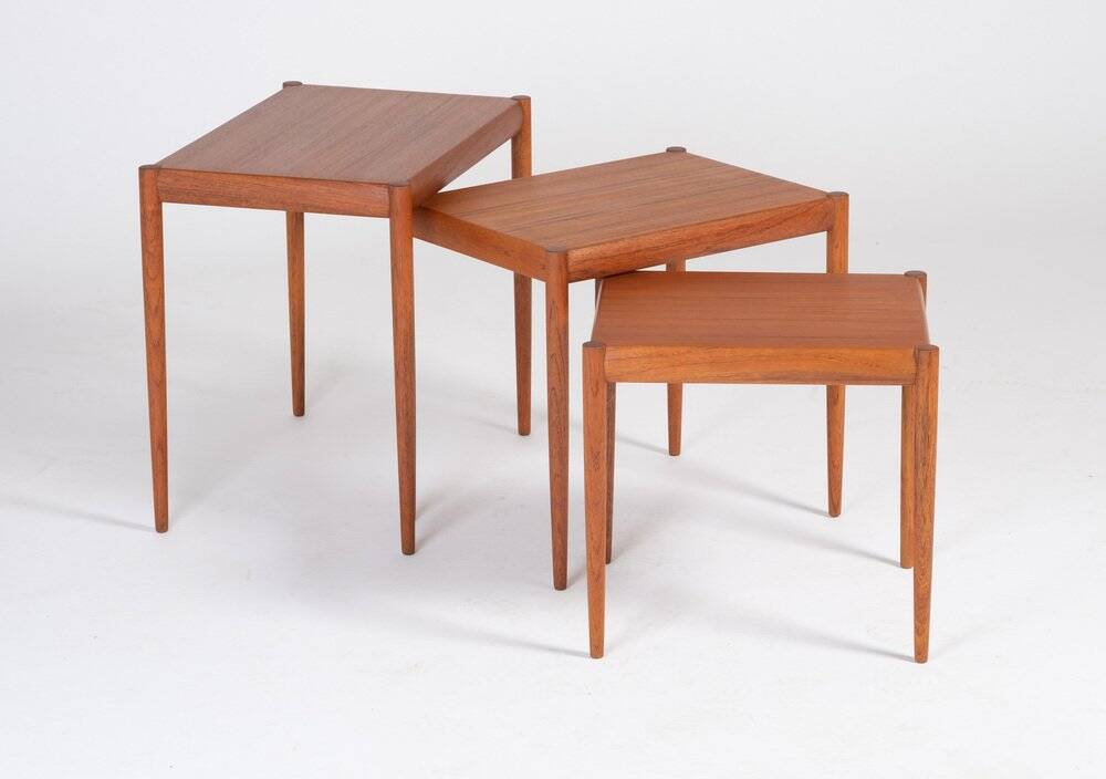 Nest of Tables in Teak, Denmark, 1960s, Set of 3