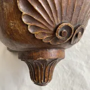 Wall console in solid oak and wrought iron, to be recessed, 19th century.