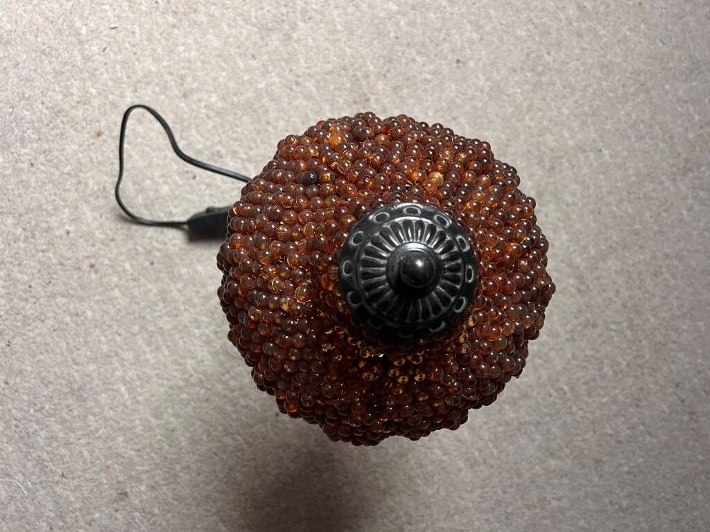 Vintage lamp with beaded shade - Oriental/Bohemian chic style -