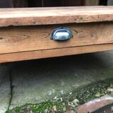Raw wood farm table coffee table