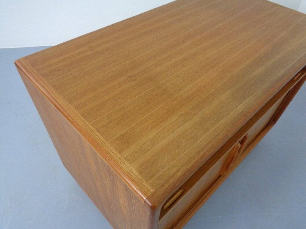 Small Teak Tambour Media Sideboard from Dyrlund, 1970s