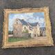 Oil painting of a Breton manor signed M. Garnier in a gilded frame - Antique