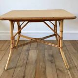 Rattan and bamboo coffee table 60s