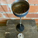 Vintage Cast Iron Stand Ashtray + Chrome Metal Arm