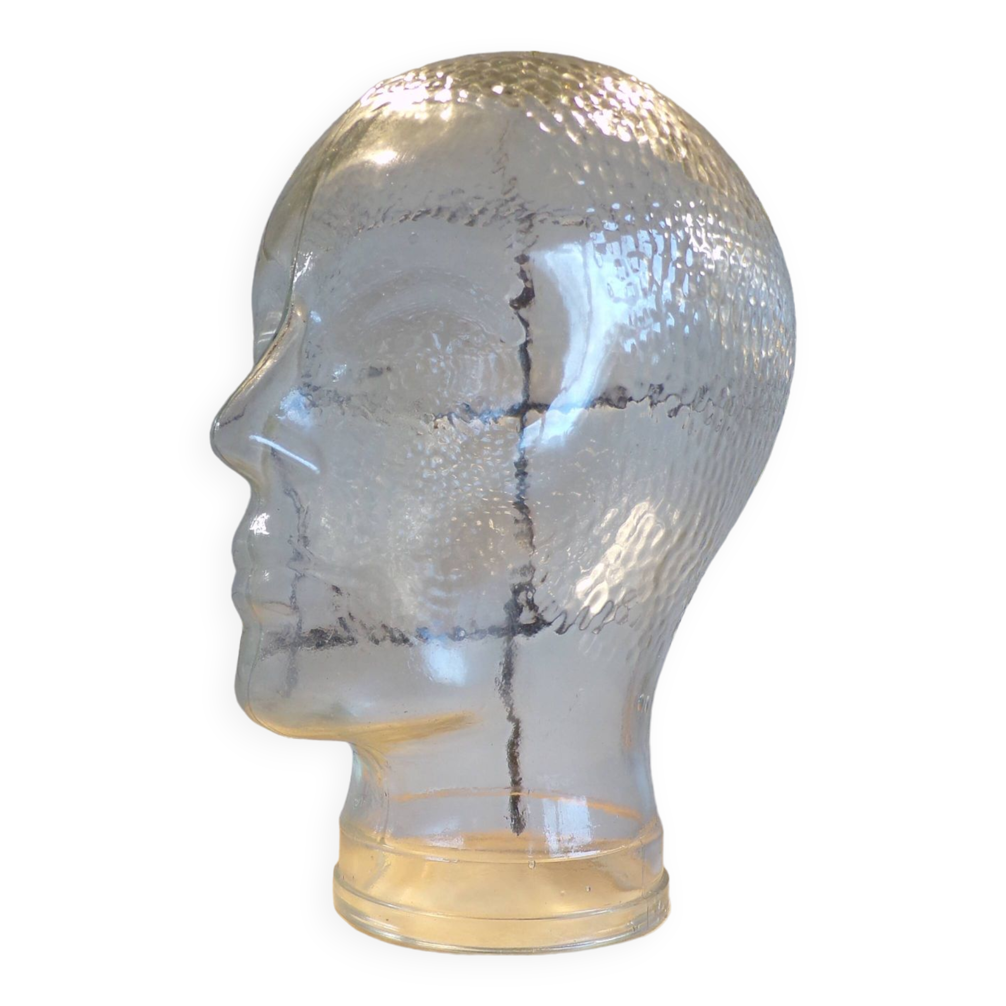 Vintage Clear Glass Hat Head