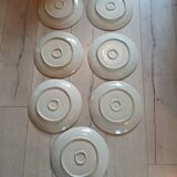 7 old stoneware flat plates