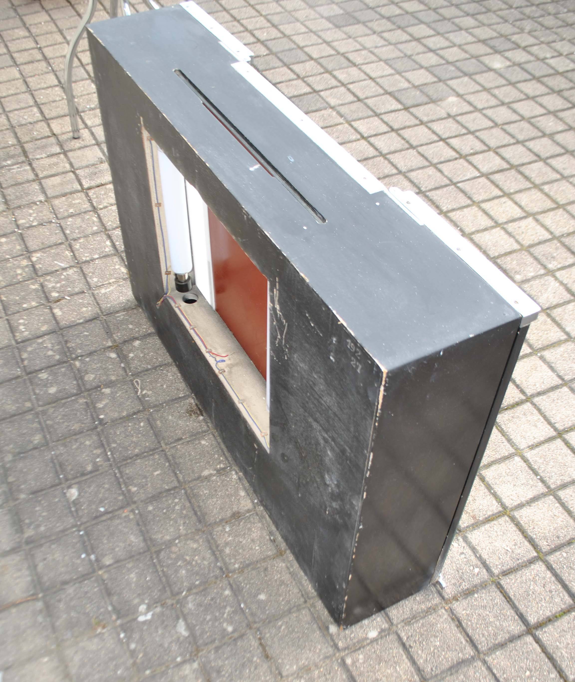 Vintage mirror cabinet in wood and chrome metal - backlit dressing table shelf 1950-1960