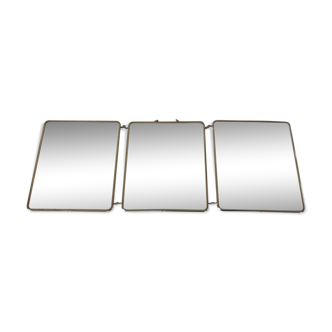 Miroir triptyque barbier des années 60 - 30x76cm