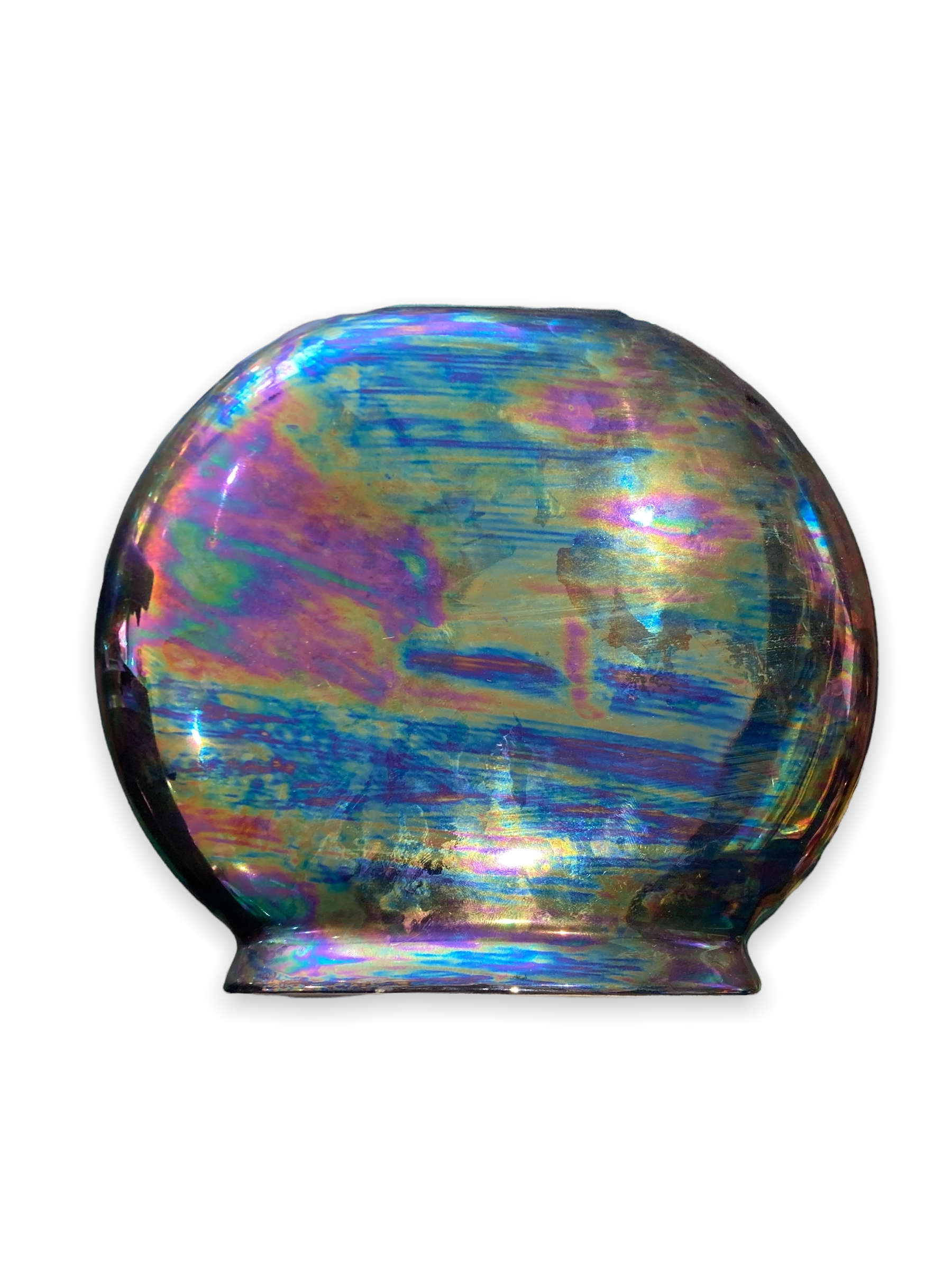 Round iridescent ceramic vase