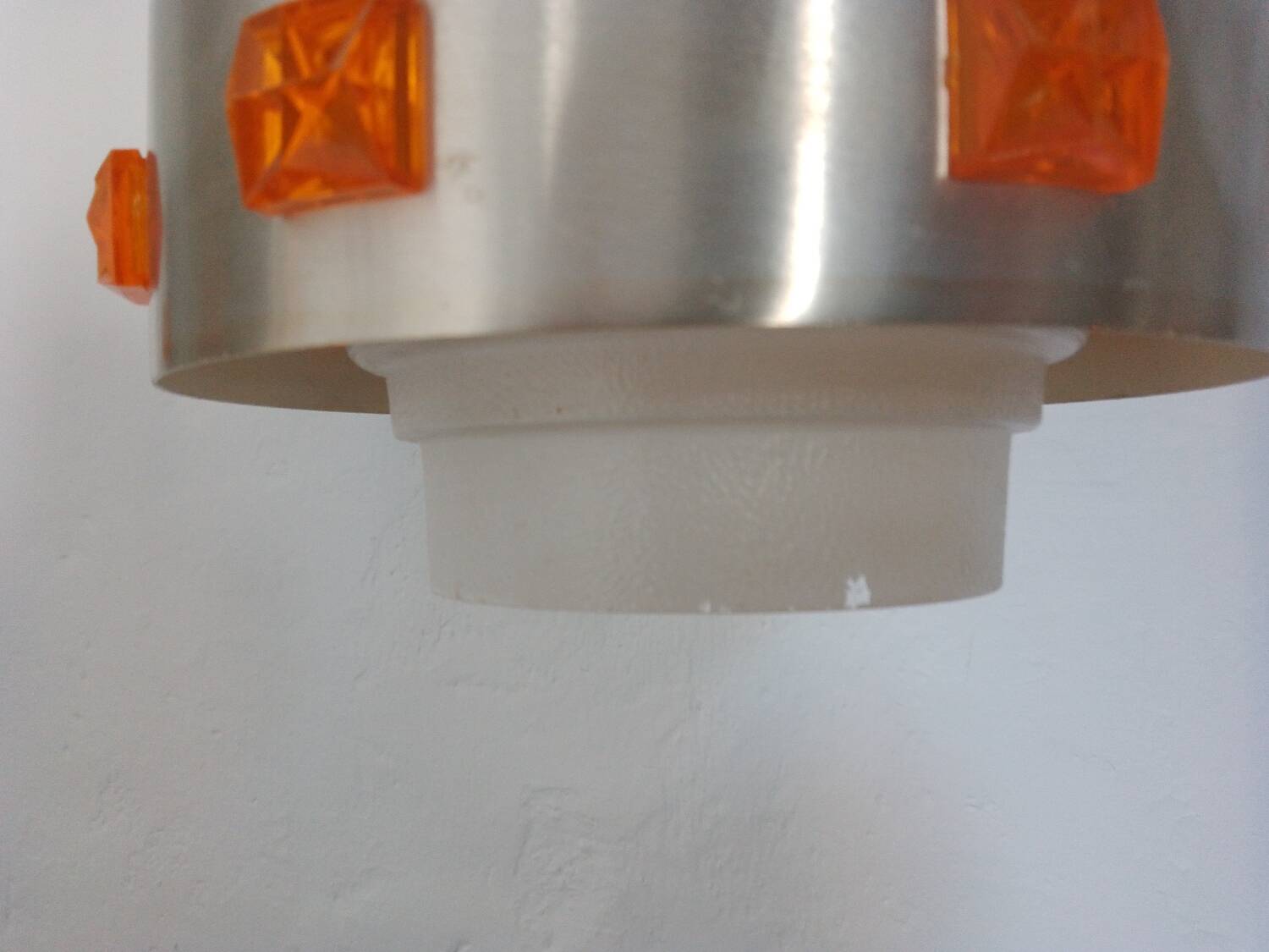 Pair of 1970s Space Age glass and aluminum lamps