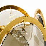 60s large brass ceiling chandelier with large round glass plates