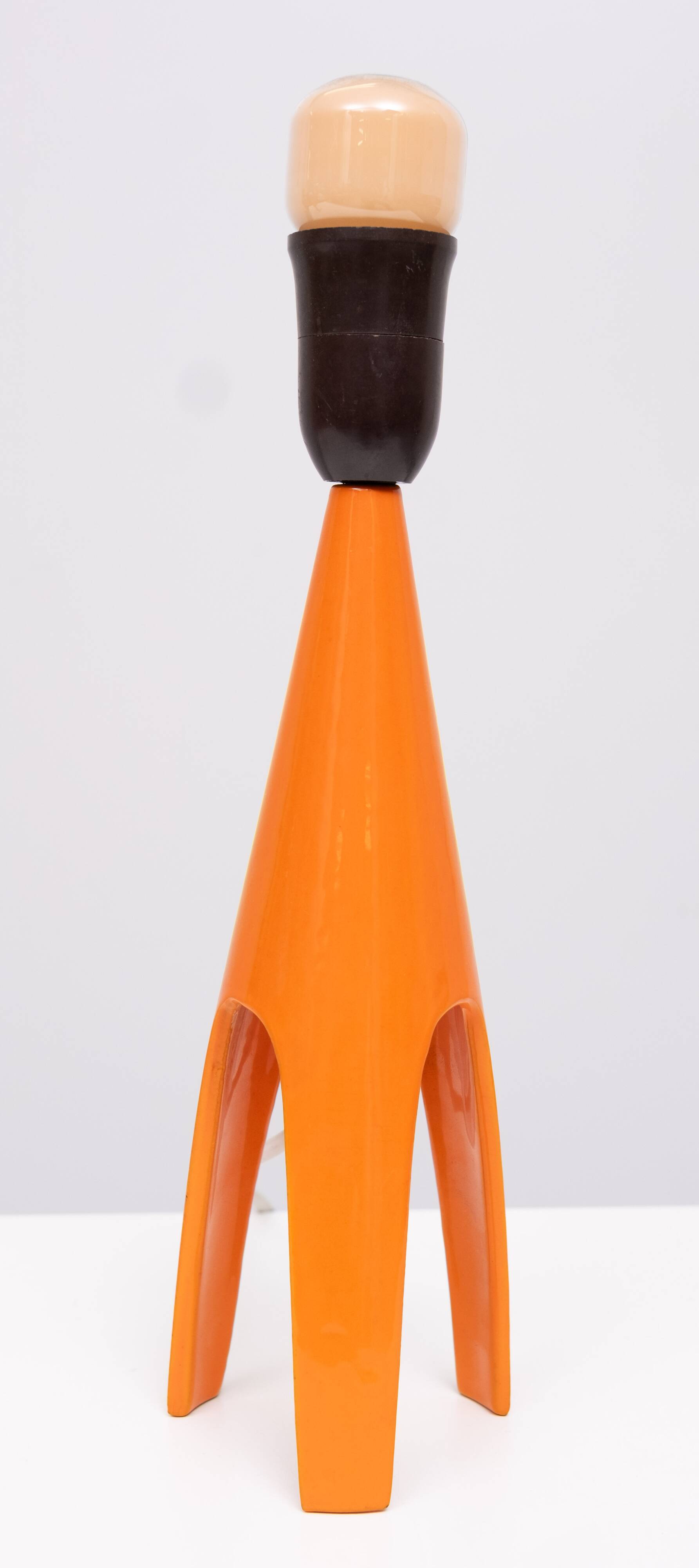 Voss Belysning Orange Enamel table lamps 1950s Denmark