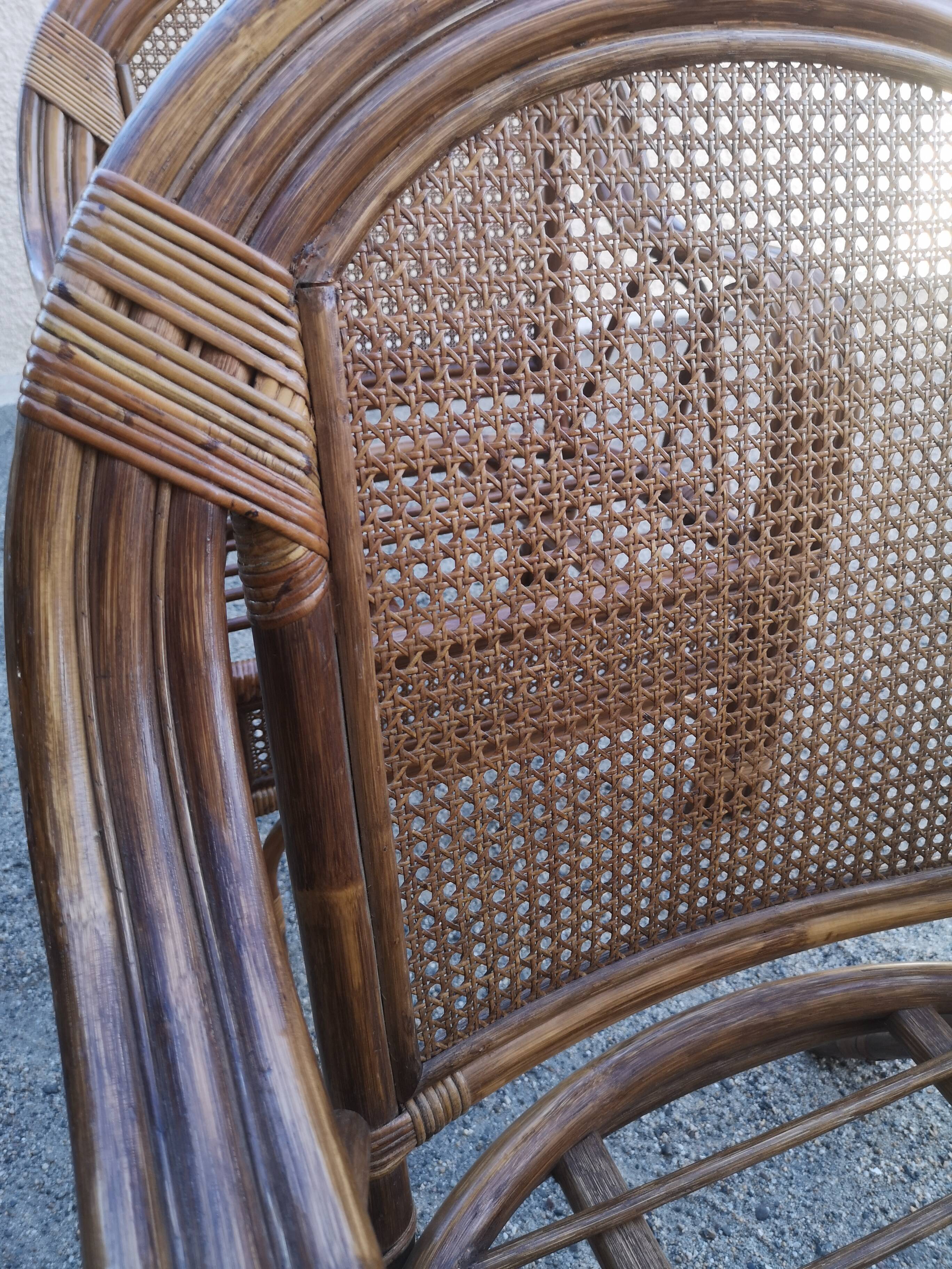 4 vintage rattan armchairs
