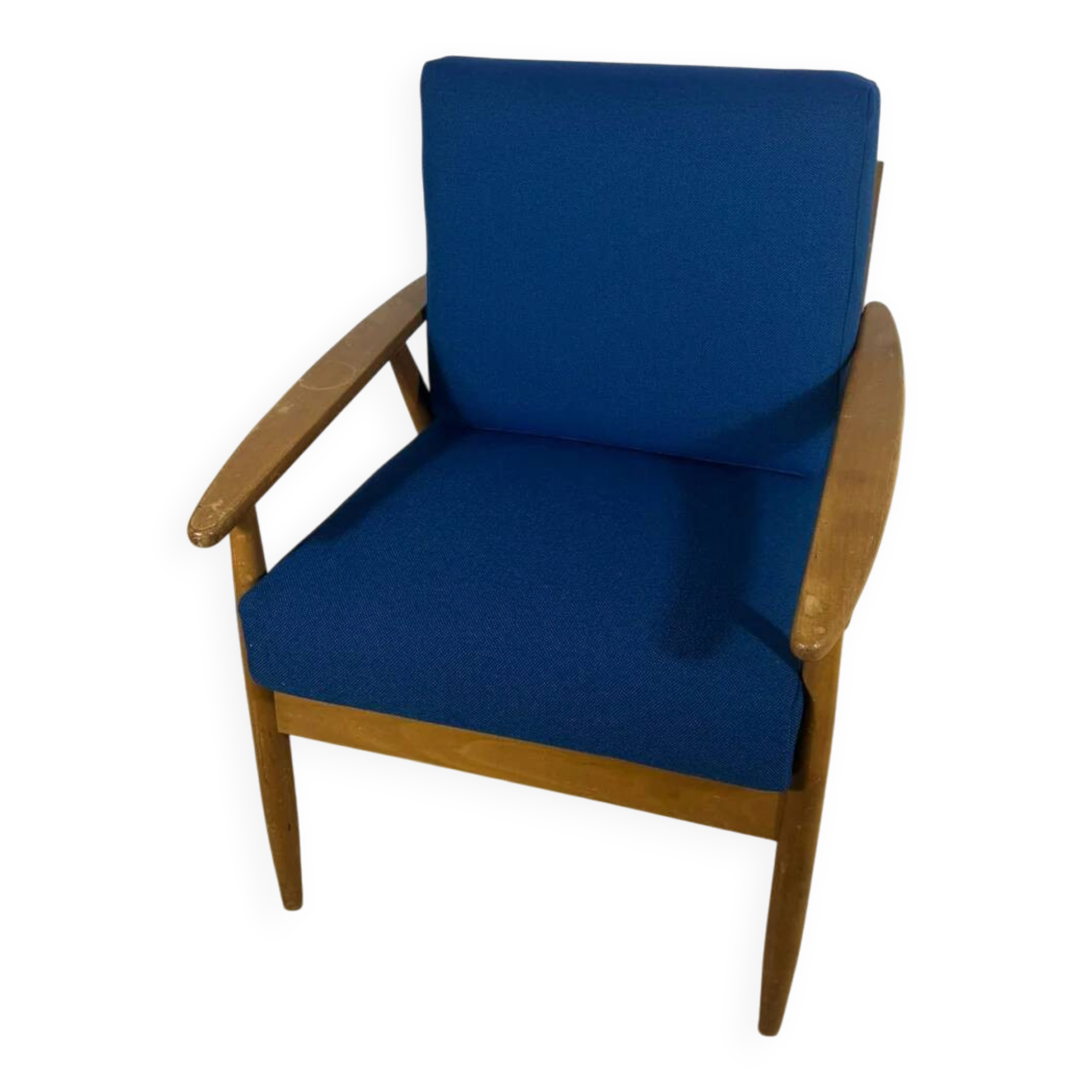 Danish armchair 1960s – Mid-century seat in teak and fabric