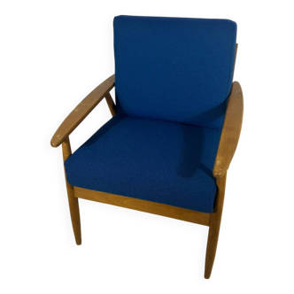 Danish armchair 1960s – Mid-century seat in teak and fabric