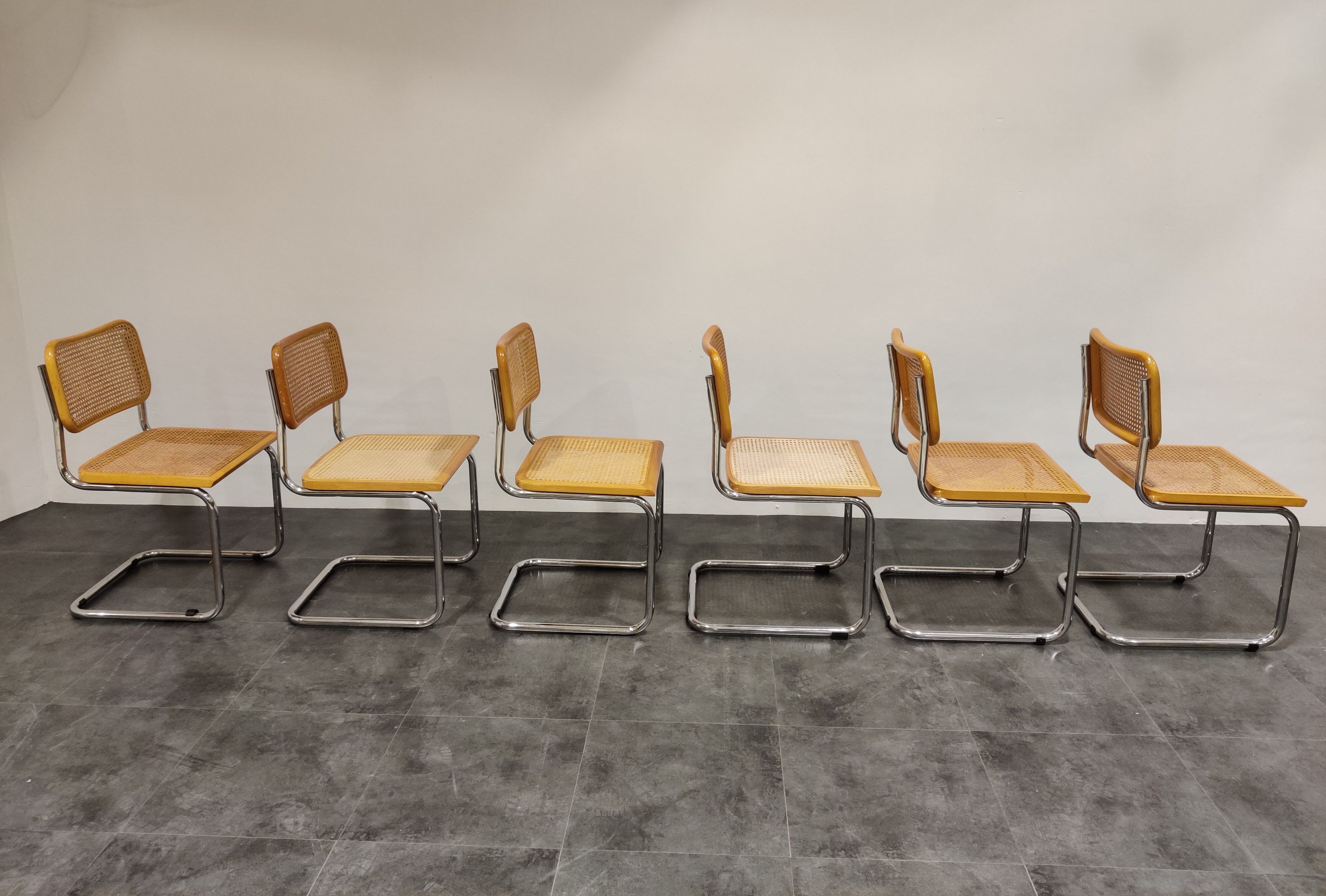 Set of 6 vintage Marcel Breuer Cesca chairs , 1970