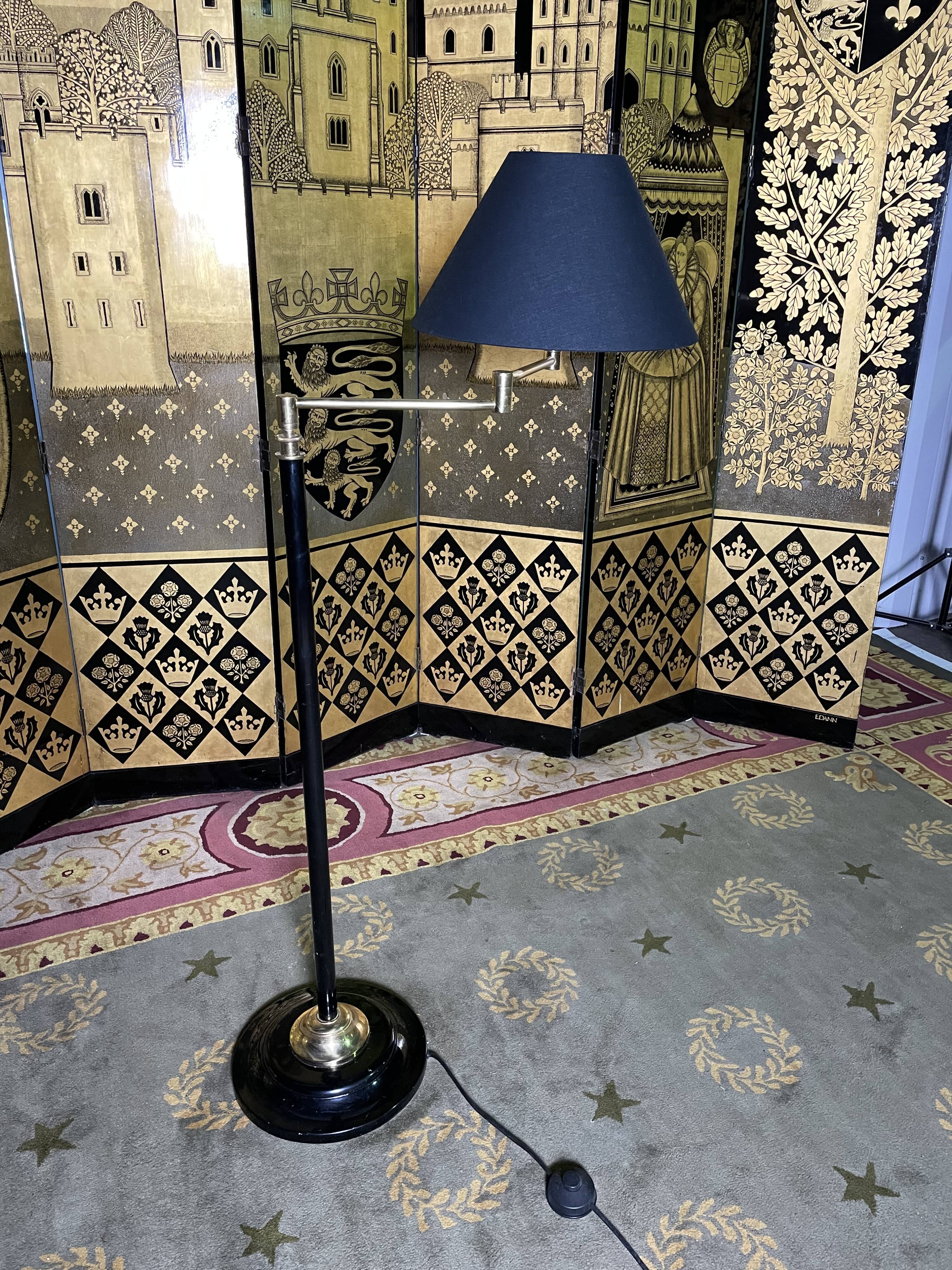 Floor lamp  brass and black iron