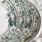 4 ironstone dinner plates "Rosa" Boch Freres Keramis BFK