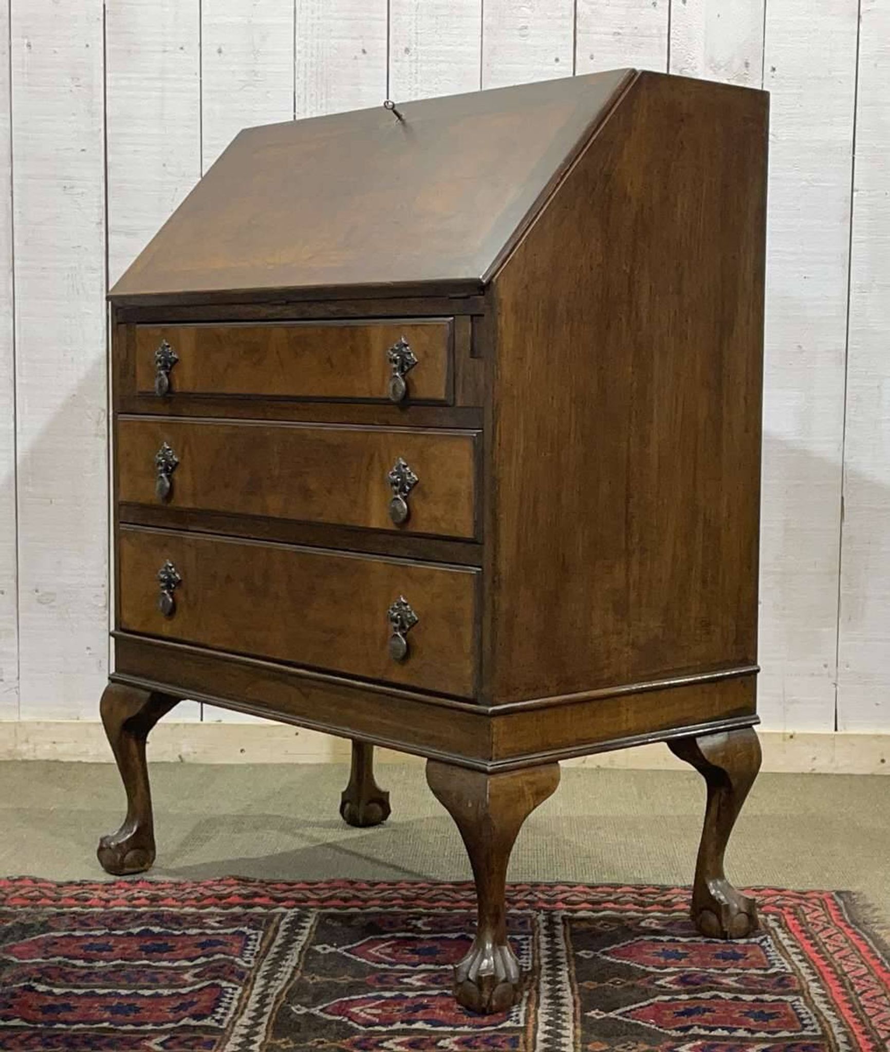 1930s English walnut secretary