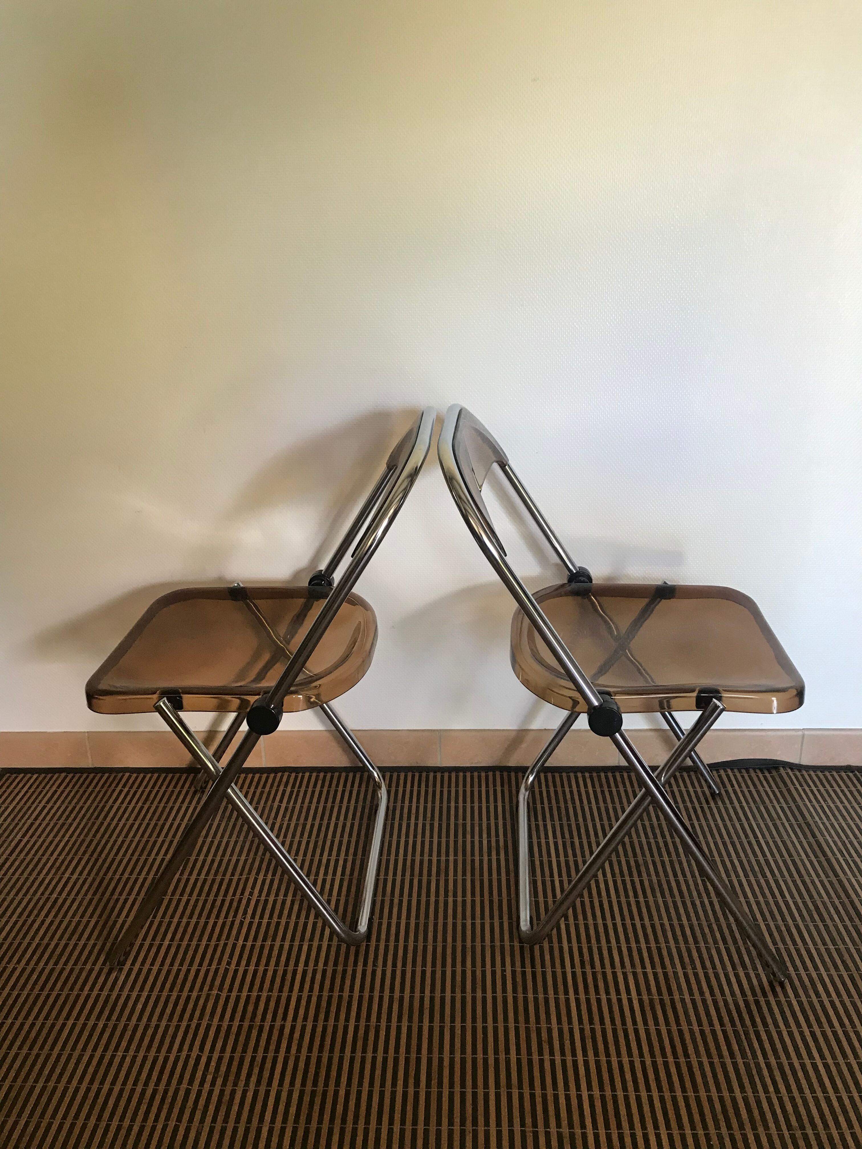Vintage folding chairs smoked Plexiglas