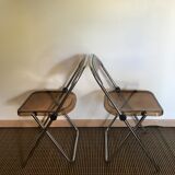 Vintage folding chairs smoked Plexiglas