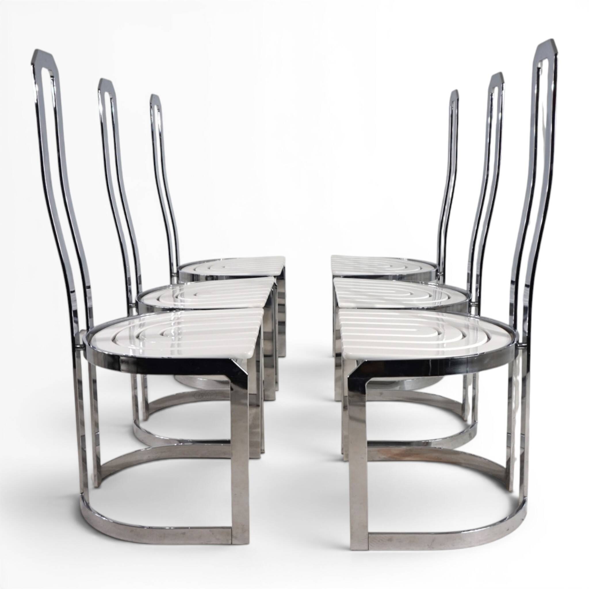Ensemble de 6 chaises de salle à manger Allmilmö postmodernes, 1980