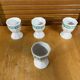 Set of 4 egg cups francoise saget white porcelain chicken decor