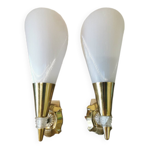 Paire d'appliques vintage - laiton