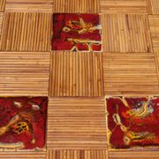 Audoux Minet attribution  rattan and ceramic dining table