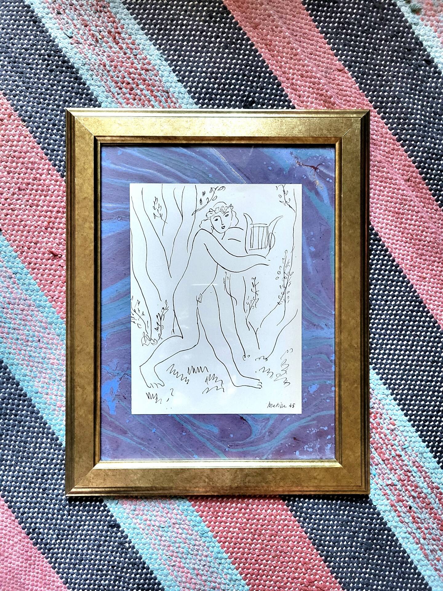 Framed table Lithograph Henri Matisse Orpheus Edition Mazenod 1945