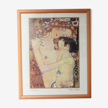 Poster encadré "La mère et l'enfant" Gustav Klimt