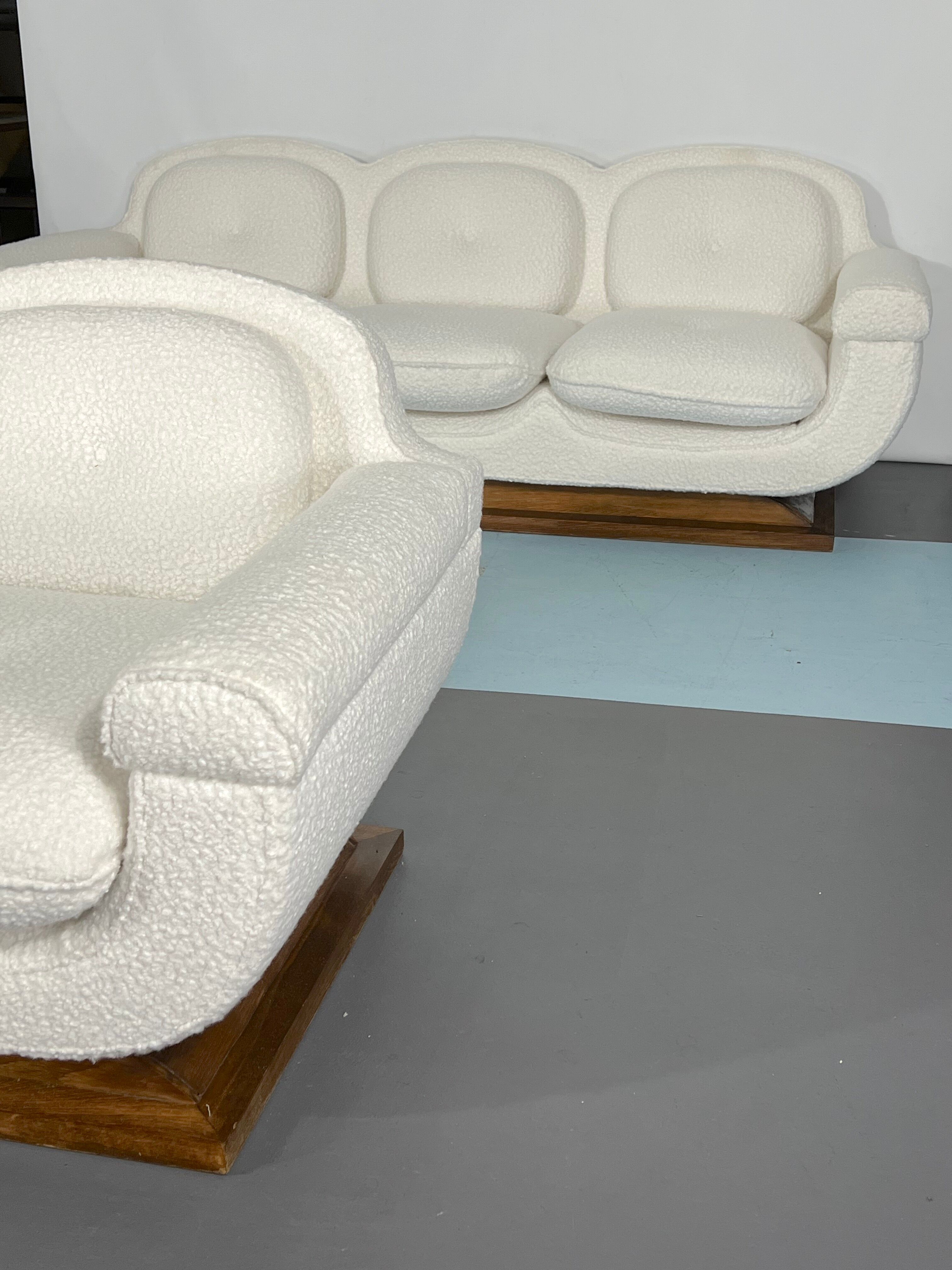Mid-century White Art Deco sofa and armchair. Italy 1930s