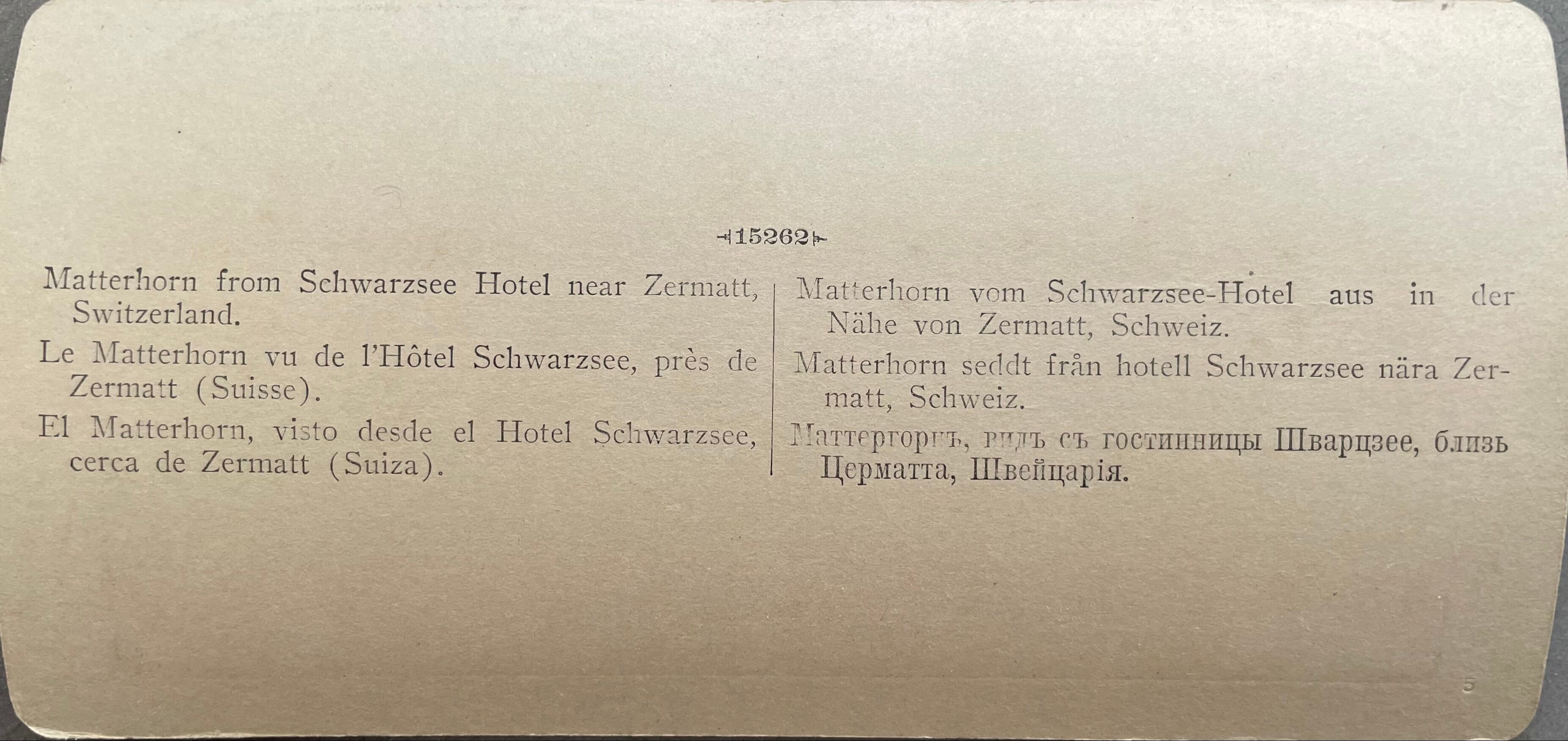 Old photography stereo, stereograph, luxury albumine 1903 Matterhorn Switzerland