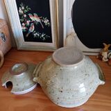 Soupière en grès émaillé fabrication artisanale vintage