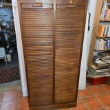 Antique double curtain oak cabinet