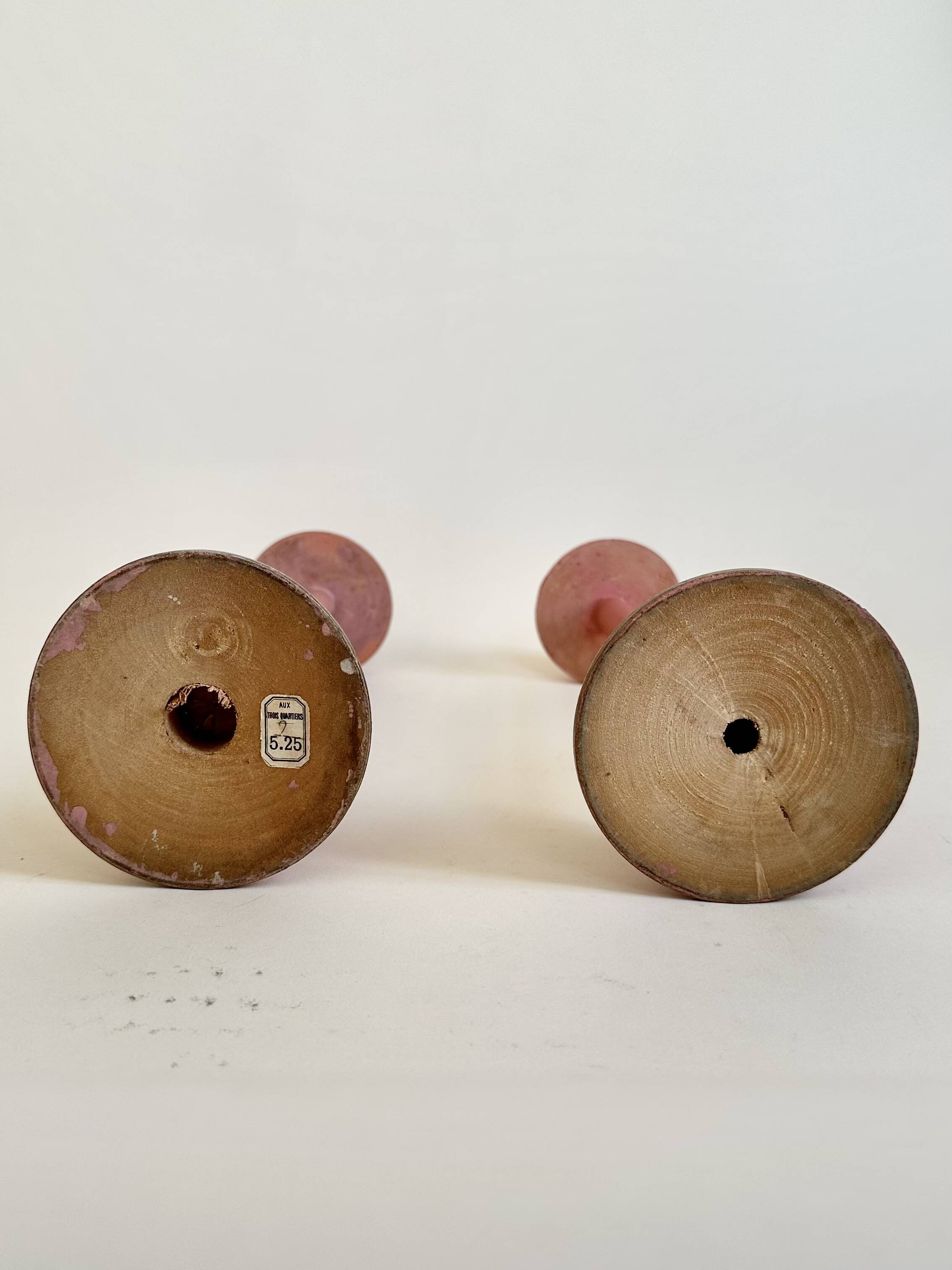 Pair of antique wooden hat stands