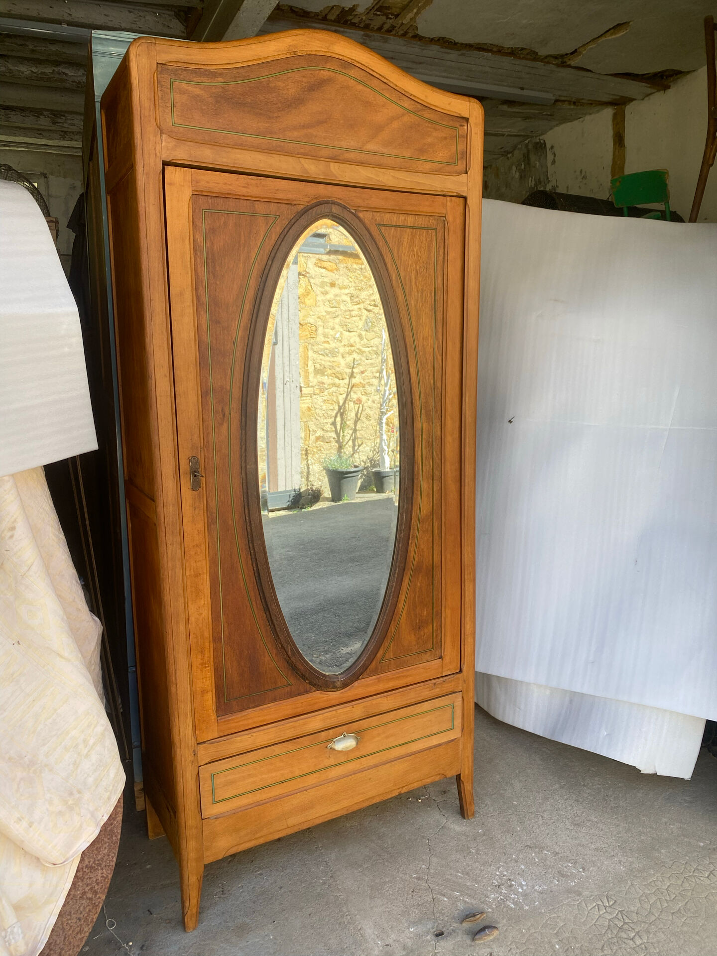Art Deco wardrobe with oval mirror
