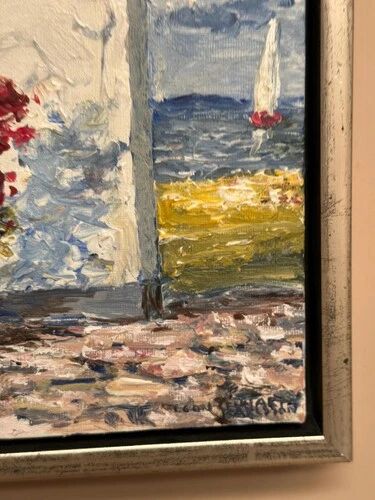 Mid Century Oil on Canvas “Sommardag” by Egon Lennart, Vintage & Framed 24×24cm