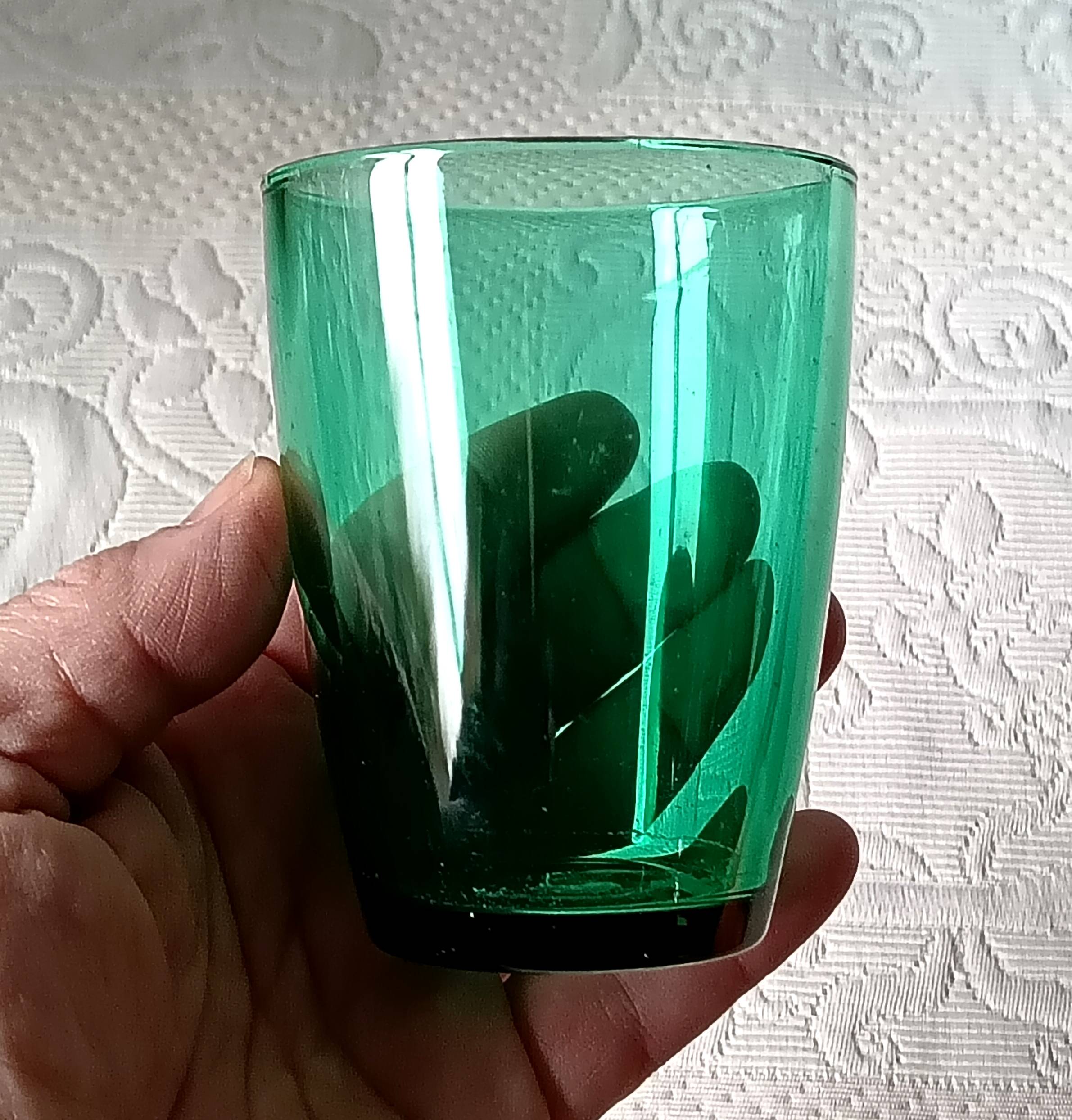 4 glasses 19 cl Retro emerald green tempered glass Arcoroc France