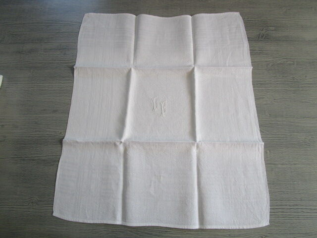 12 large old damask towels, monogrammed:60x50cm