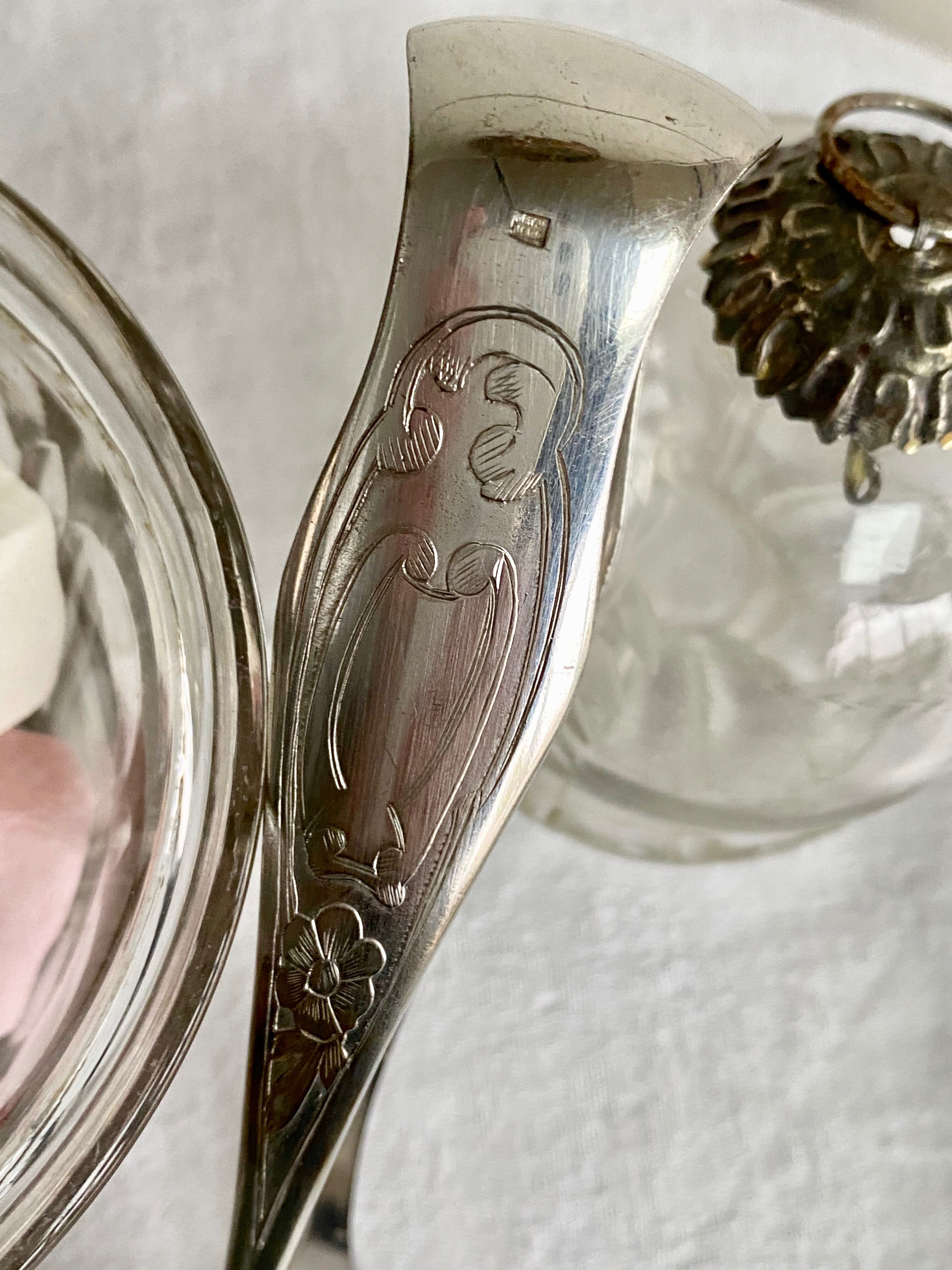 Silver metal sugar tongs