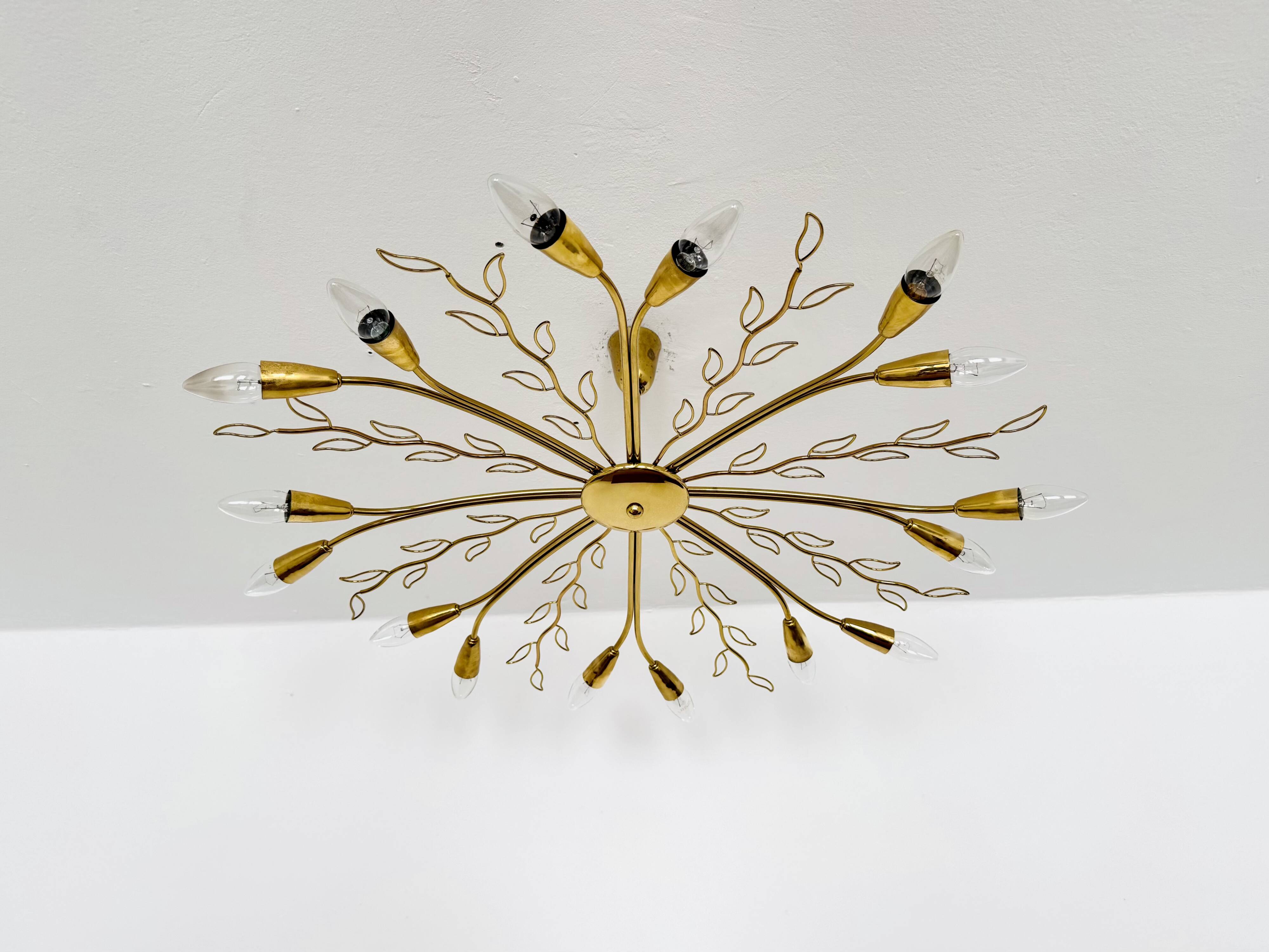 Large Austrian Brass Chandelier by Rupert Nikoll