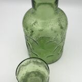 CARAFE Vintage en VERRE Vert de style Empoli à effet 24,5 cm
