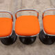 6 Italian low bar stools with orange seat 1970 Joe Colombo style