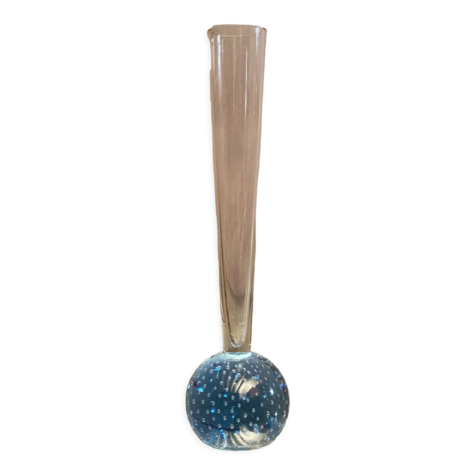 Long-necked soliflore vase on sulphide ball base