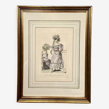 Gravure de mode, les Parisiennes , datée 1828