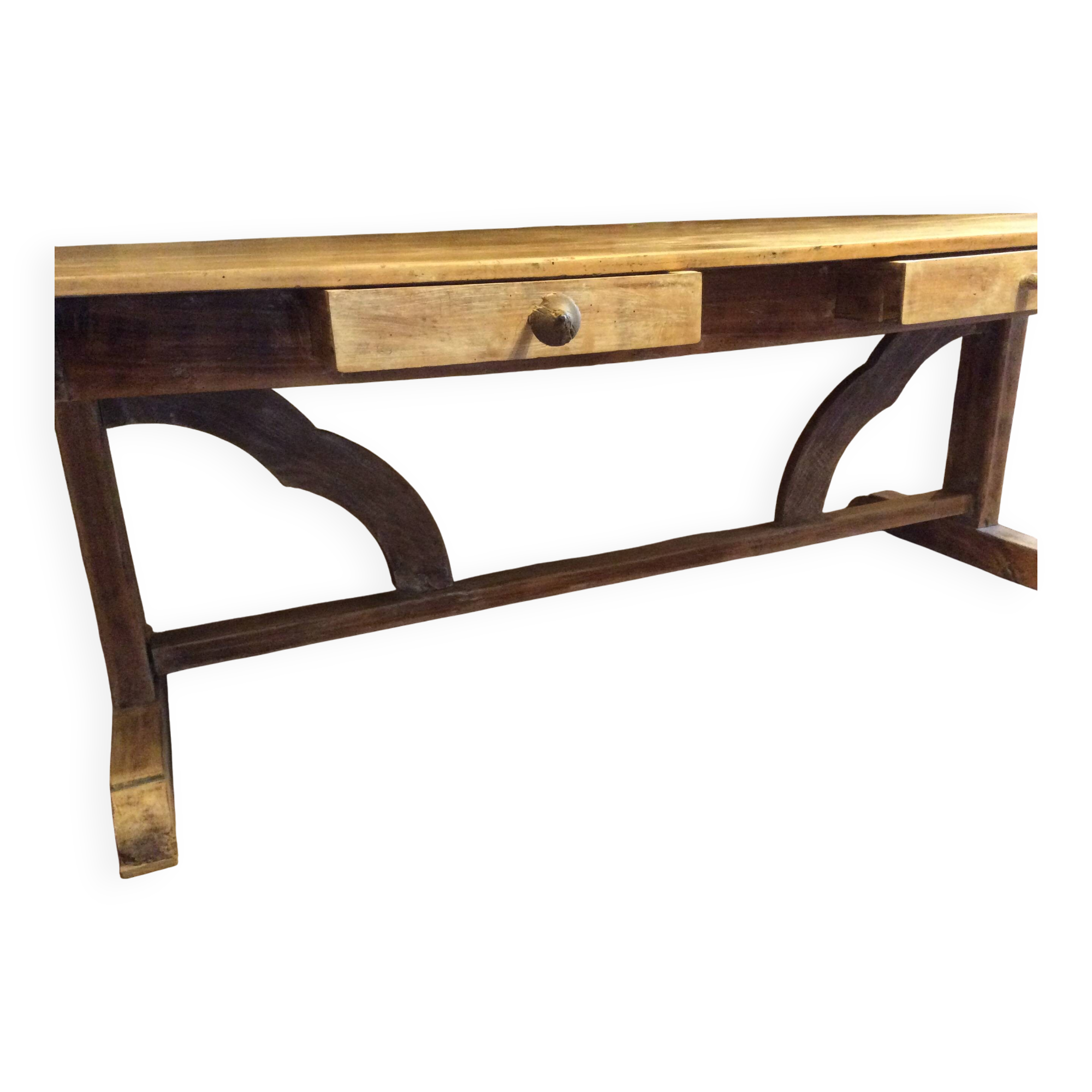 Two-drawer farmhouse table